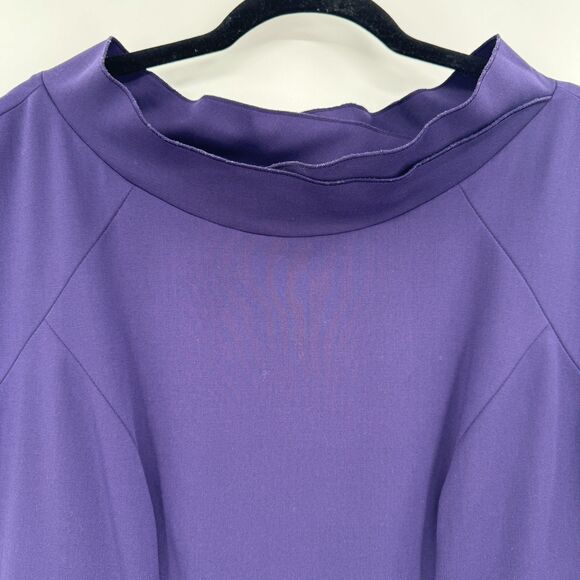 ALBERTA FERRETTI Purple Boat Neck Peplum Ruffle Knee Length Dress Size 10 - Picture 2 of 11